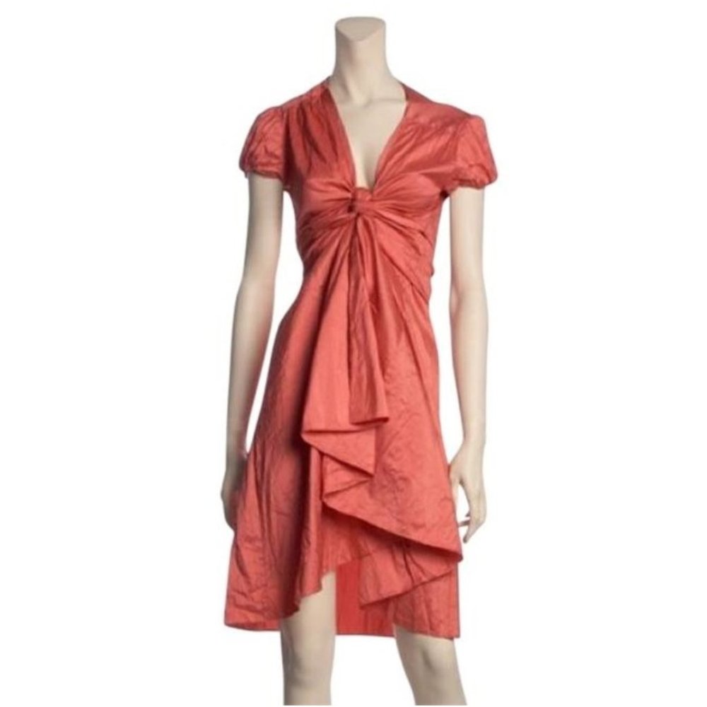 Calypso St Barth Christiane Celle Vintage Silk Y2K Resort Wrap Dress USA Coral